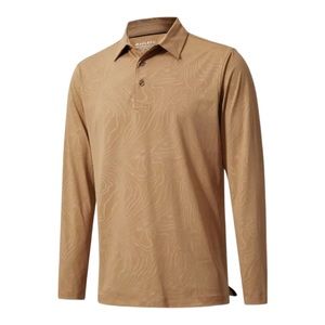 M Maelreg Men’s Golf Polo Shirt Long Sleeve XL Dry Fit Embossed Casual Performan